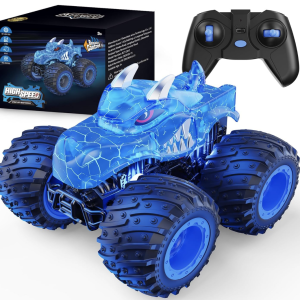 AUUGUU Remote Control Car, 2.4GHz Monster Trucks Toys with Light Spray, Birthday Gift for Kids